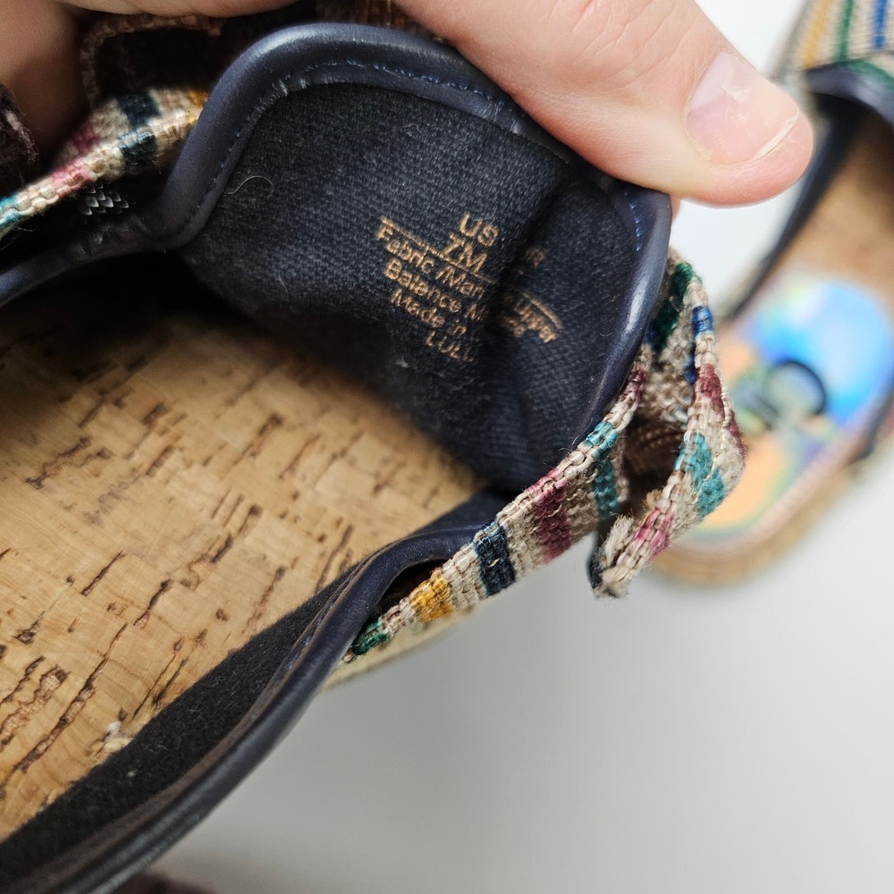Circus Sam Edelman Lulu Rainbow Stripe Big Bow Canvas Mules 7 Taupe Espadrilles - Picture 5 of 8